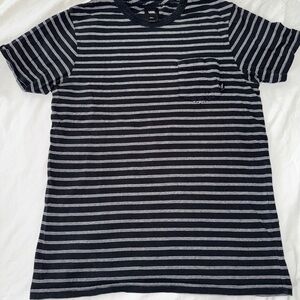 Vans Men's Black and Gray Striped Shirt